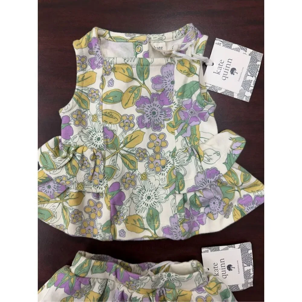 NWT Kate Quinn Two Piece Floral Top And Skirt Size 0-3 Months